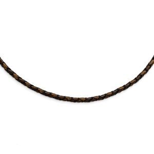4mm Brown Leather Weave Cord & Stainless Steel Clasp Necklace, 18 Inch